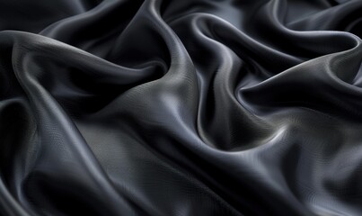 Fototapeta premium 黑色深邃优雅光滑丝绒绸缎纹路