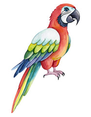 Vibrant Watercolor Macaw Parrot Illustration Tropical Bird Exotic Wildlife Jungle Bird Colorful