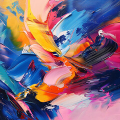 Vibrant Abstract Art Composition Capturing Expressive Brush Strokes and Dynamic Color Blends in a Captivating Visual Experience