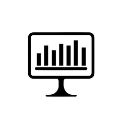 Sales chart in monitor icon silhouette on white background