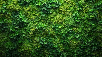 Lush Green Vertical Garden Wall of Diverse Foliage