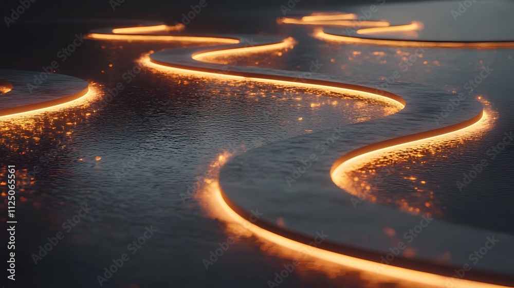 Aufkleber A conceptual representation of glowing arcs seamlessly connecting nodes in a clean layout.