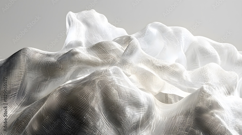 Aufkleber A futuristic visualization of translucent layers interwoven into a seamless digital mesh.
