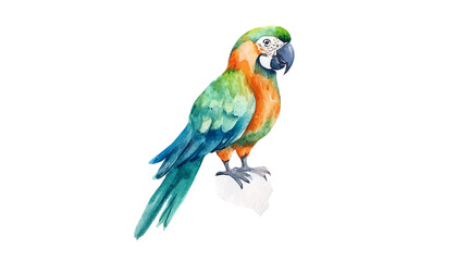 Fototapeta premium Vibrant Watercolor Macaw Parrot Bird Tropical Exotic Wildlife Painting