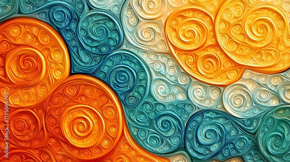 Aufkleber Abstract interlocking spirals in soft gradients, creating a seamless digital texture.