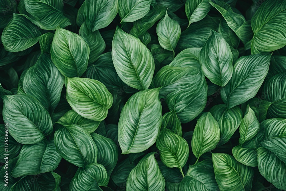 Wall mural Green botanical plant leaves texture.