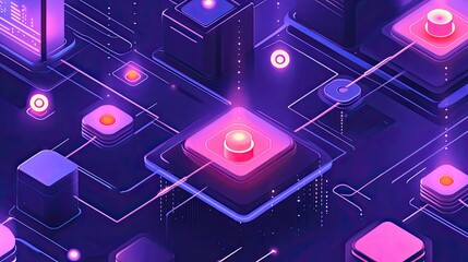 Abstract digital network with glowing nodes and connections.