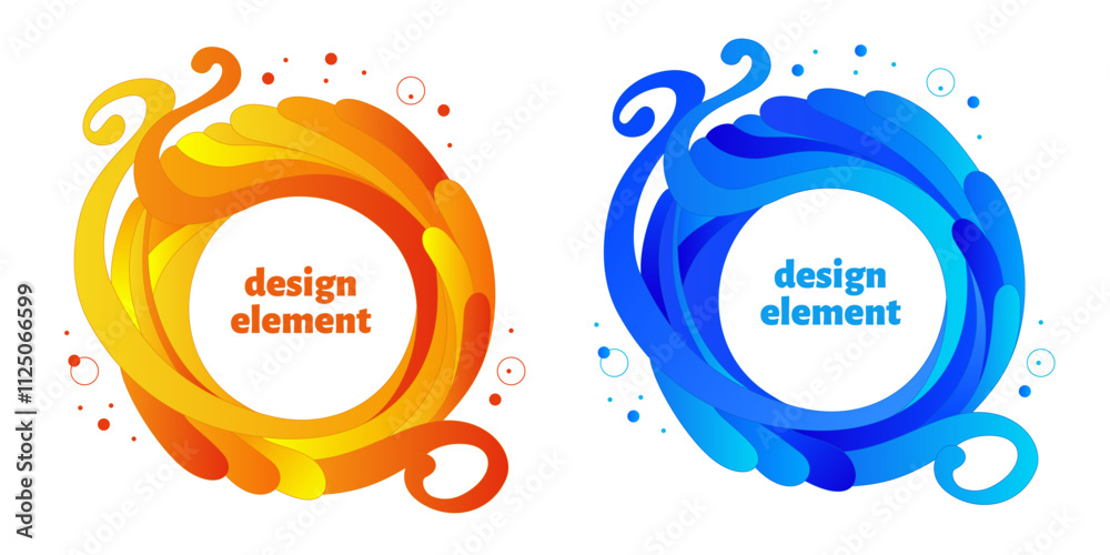 Aufkleber Gradient abstract circle frame with flowing liquid shapes.  Dynamic shapes and lines. Vector.