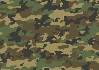 Fototapeta premium Camouflage texture seamless military background, forest hunting modern pattern, vector illustration