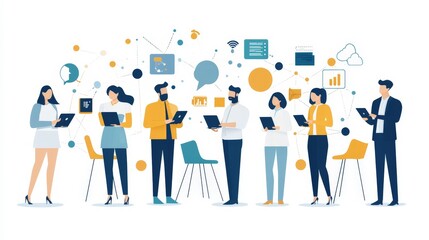 Digital Network Collaboration Team Working Remotely