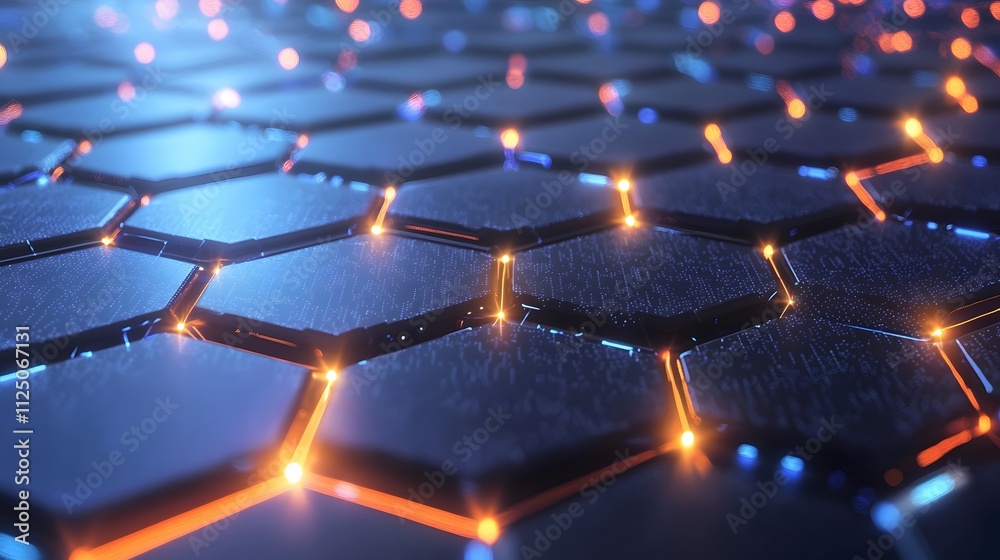 Aufkleber a futuristic digital mesh with glowing interconnected nodes, forming a seamless network on a white b