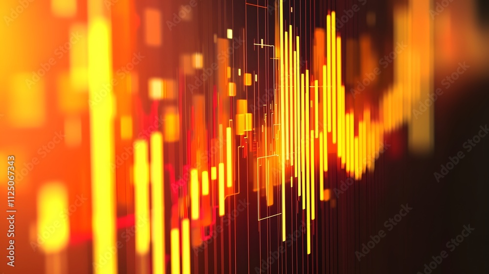 Poster A futuristic chart with seamless bars blending into each other, glowing against a neutral backdrop.