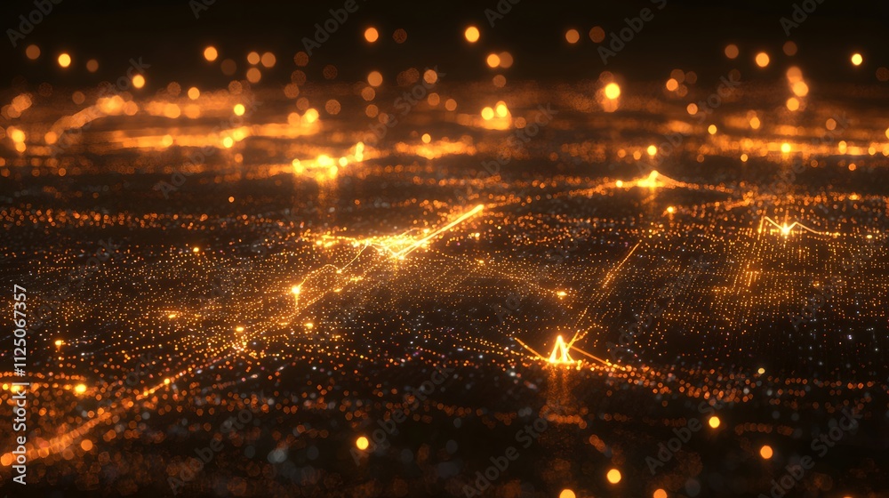 Aufkleber A minimalist representation of seamless digital data as glowing interconnected pathways.