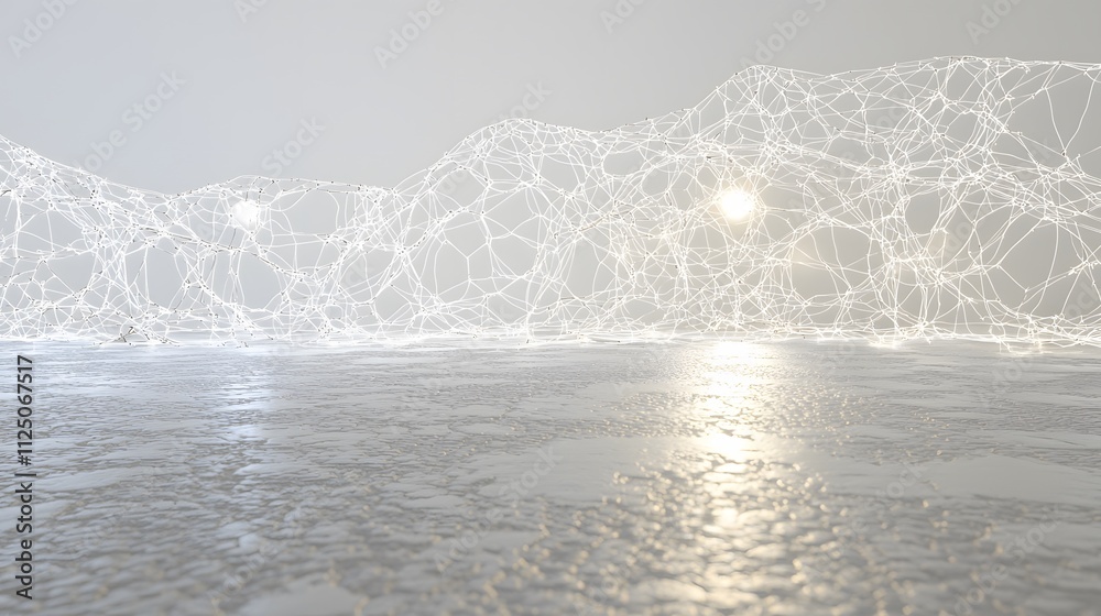 Aufkleber a clean white canvas with interconnected glowing lines forming a digital web.