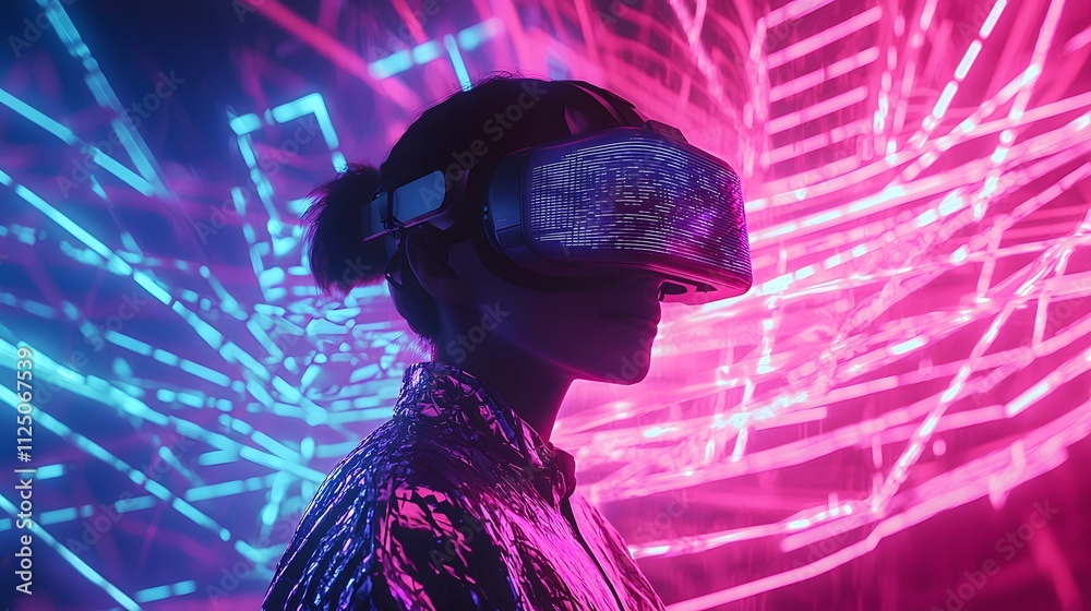 Aufkleber A high-tech hologram depicting seamless data transfer between glowing digital nodes.