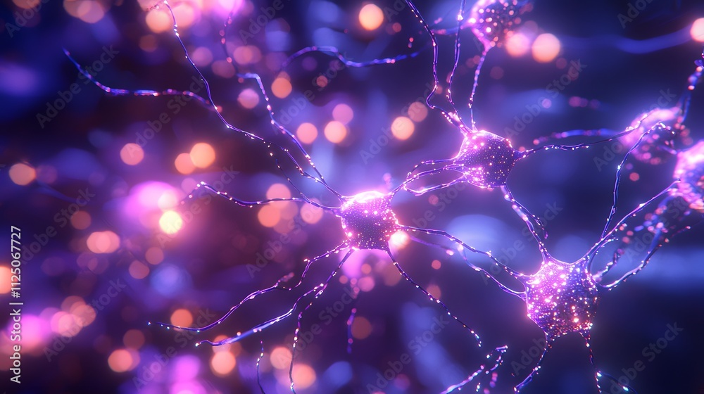 Aufkleber A conceptual image of digital nodes glowing softly and connecting in a seamless flow.