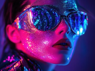 Futuristic glam sunglasses with reflective light show