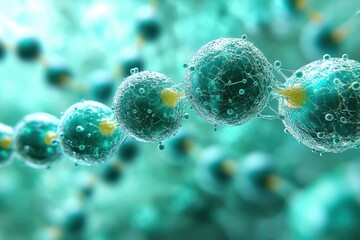 A close-up view of molecular structures, illustrating scientific concepts of biology.