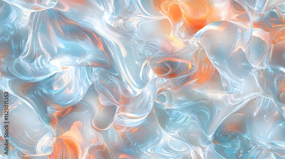 Poster A glowing ripple pattern in soft gradients creating a dynamic seamless texture.