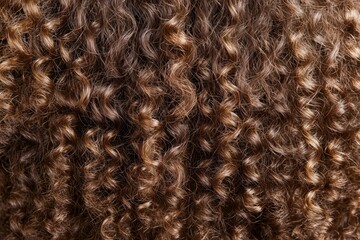 Close up of shiny brown wavy hair texture forming a natural background