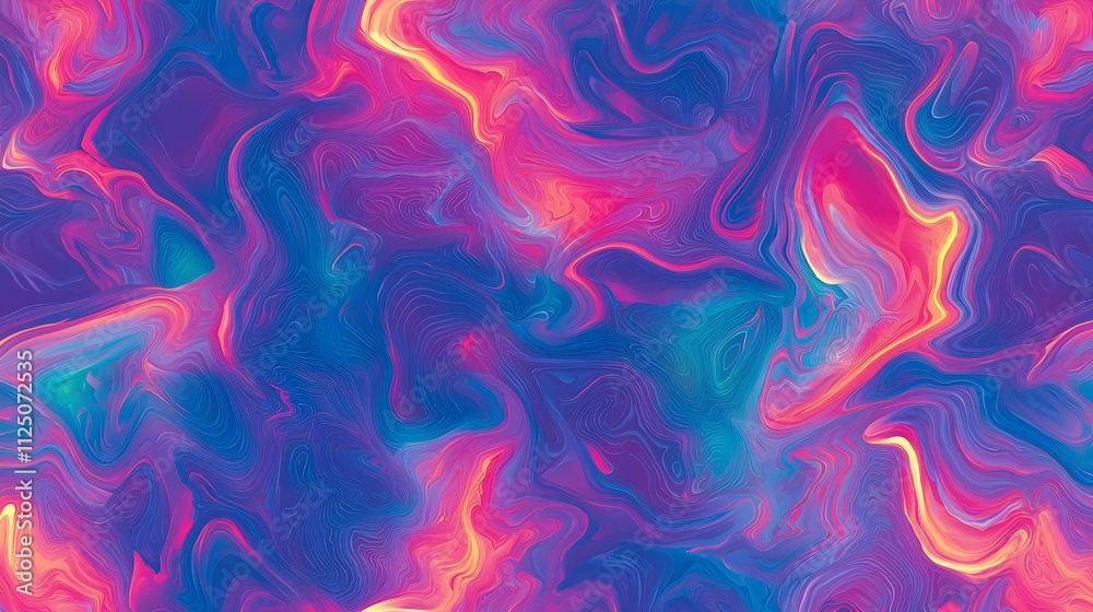 Poster A glowing wave design with flowing arcs transitioning into a seamless digital pattern.
