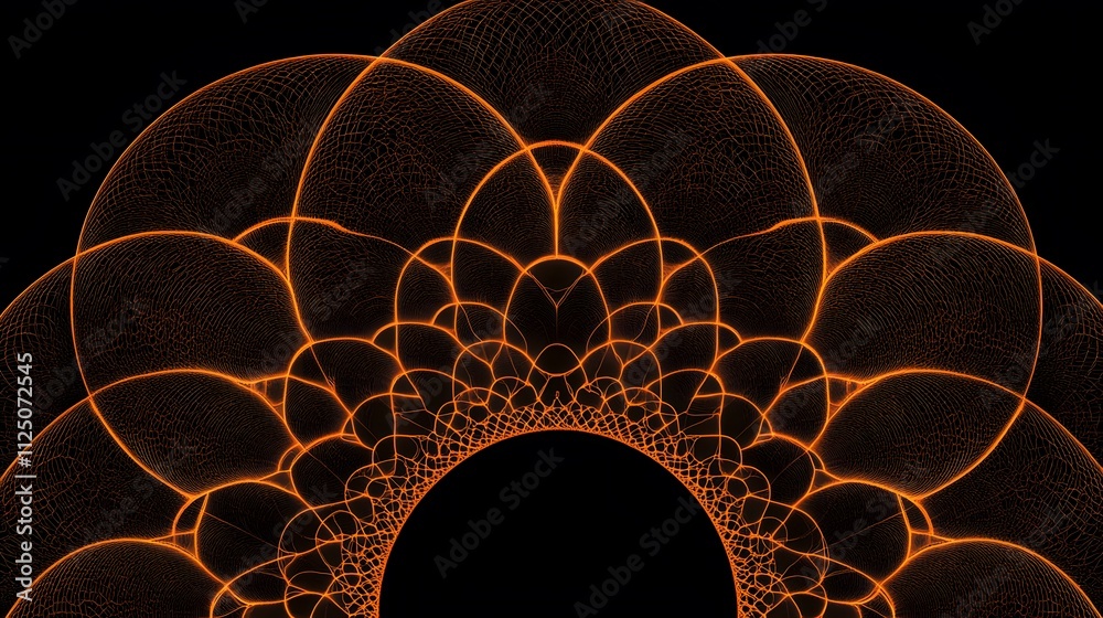 Poster A glowing wave design with flowing arcs transitioning into a seamless digital pattern.