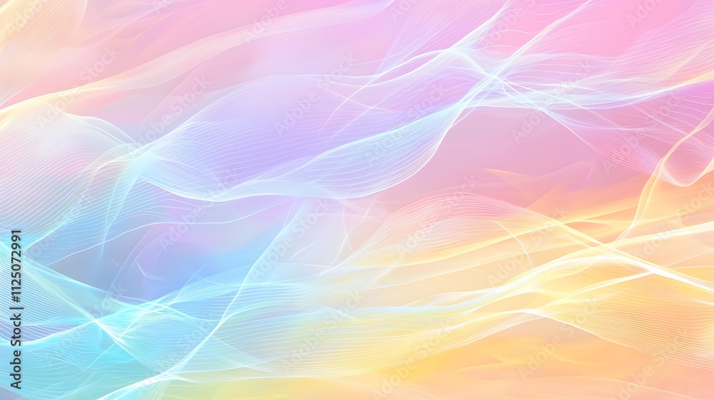 Poster A clean layout of glowing interconnected lines forming a seamless digital network in subtle pastel shades.