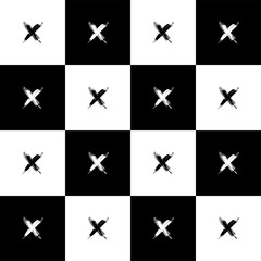 Seamless black and white geometric pattern. Checkered  background.