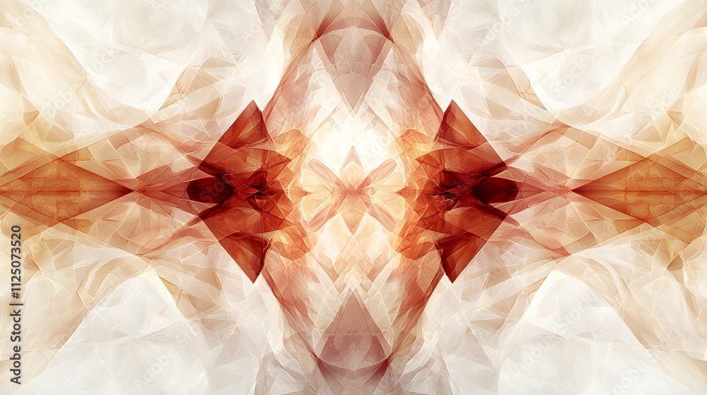 Poster A symmetrical layout of translucent geometric layers arranged in a seamless, flowing design.