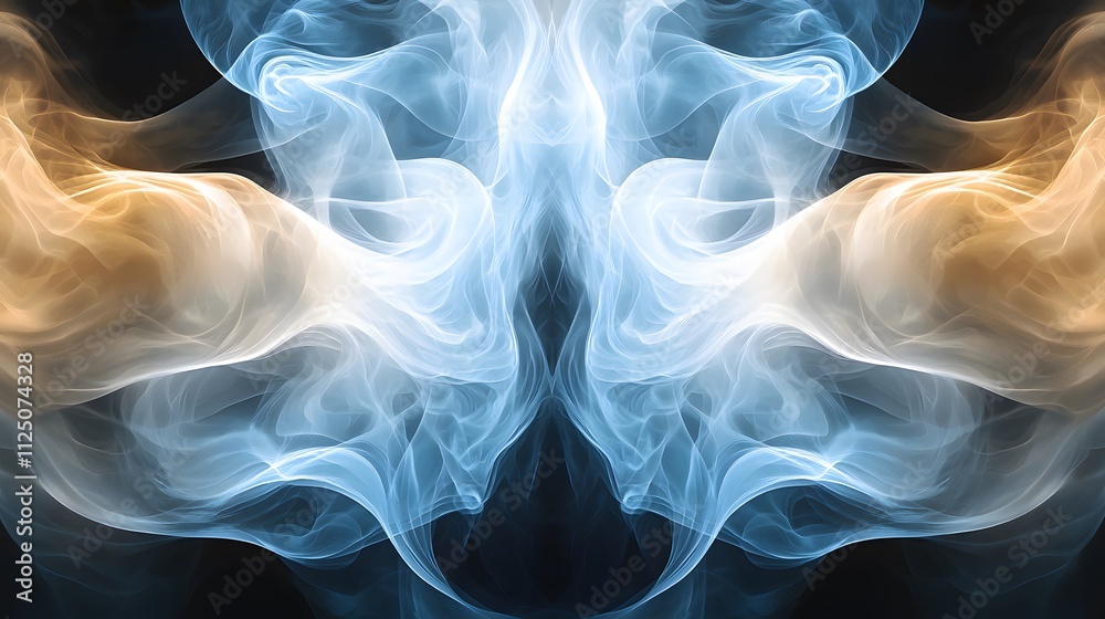 Poster A symmetrical flow of translucent layers merging into a seamless abstract gradient.