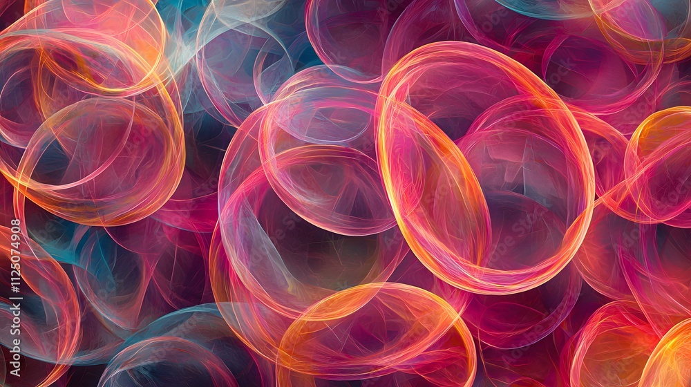 Aufkleber A conceptual representation of glowing interlocking circles forming a seamless pattern.