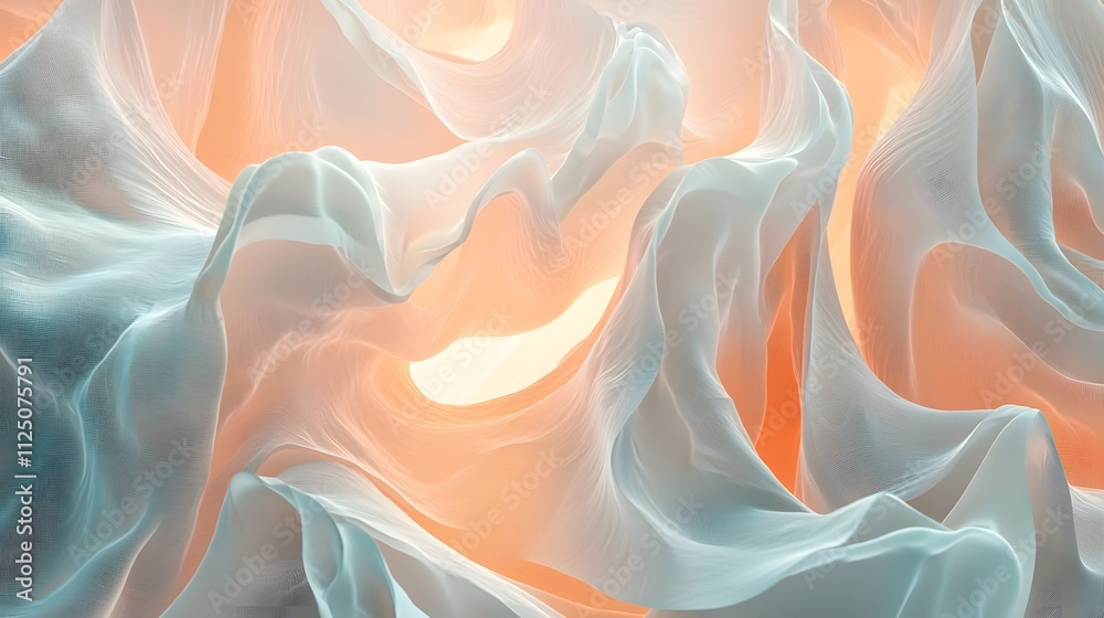 Fototapete a clean arrangement of translucent shapes glowing softly and blending into a seamless texture.