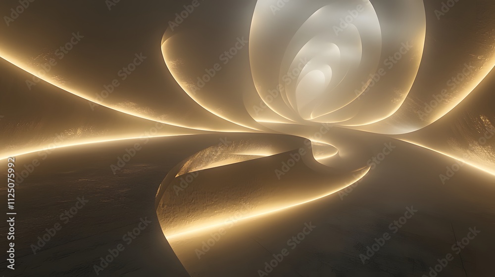 Poster A conceptual representation of glowing arcs and interlocking ribbons forming a dynamic seamless flow.