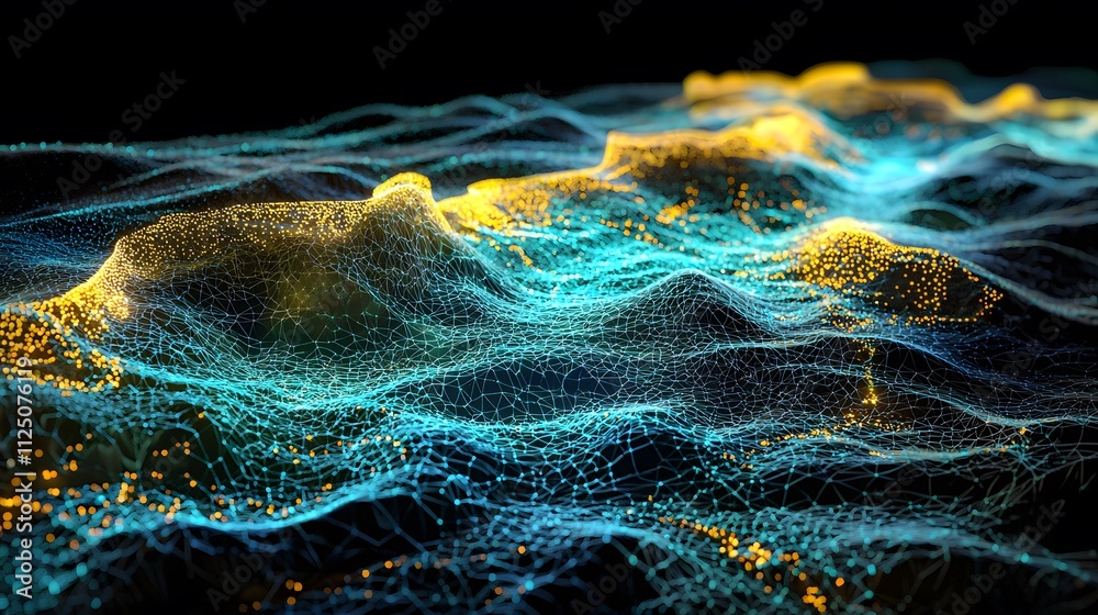 Poster A 3D visualization of digital pathways creating a seamless network of interconnected elements.