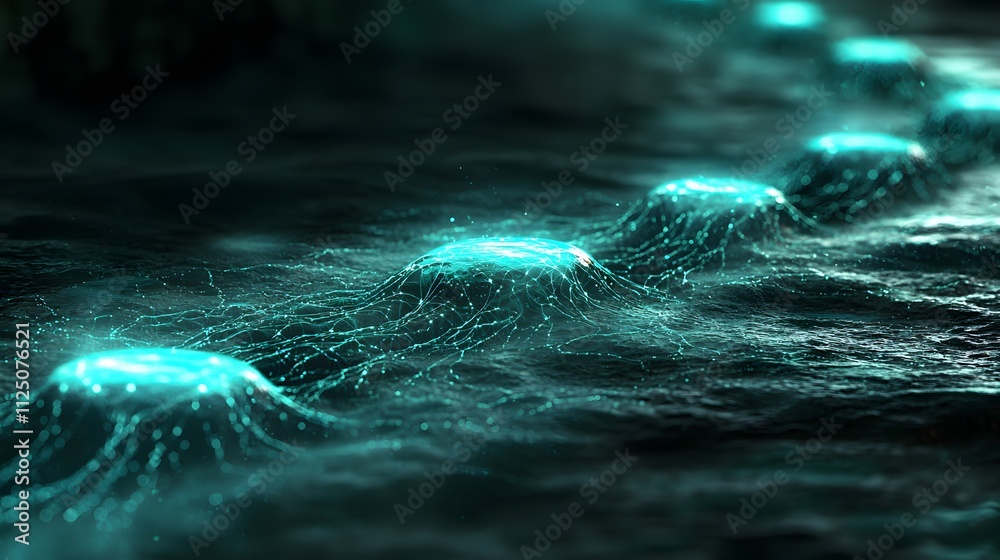 Aufkleber a futuristic representation of glowing pathways forming a seamless digital network.