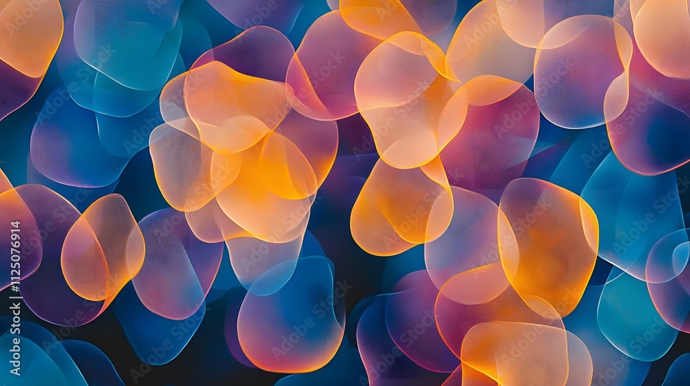 Aufkleber A symbolic abstract pattern of translucent overlapping shapes blending into seamless connections.