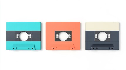 Obraz premium Retro Cassette Tape with Label Isolated on White Background, 3D