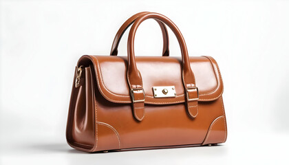 A stylish brown leather handbag with double handles and a metallic clasp. Clean lines and a sophisticated design. Perfect for everyday use or special occasions.