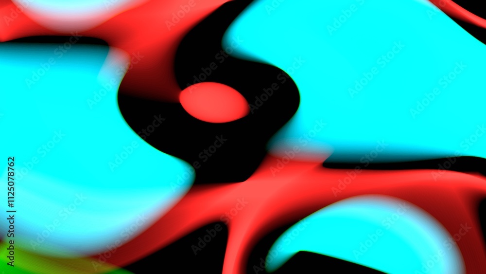 Poster Dynamic Abstract Pattern with Bold Red and Aqua Blue Curves