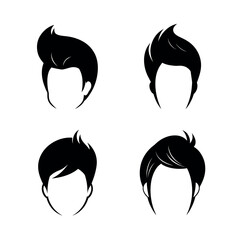 Popular Set of men's  hairstyle and haircuts  of vector silhouette arts