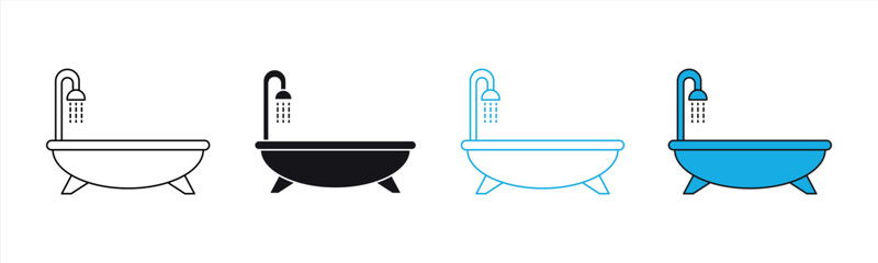 bathtub icon set. contain bathroom, washroom, shower icon. vector illustration