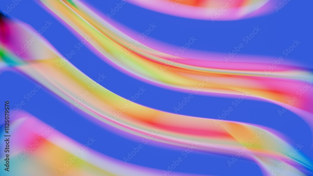 Poster Abstract Flowing Shapes in Blue and Pink Gradient with Smooth Curves