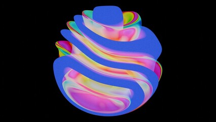 Abstract Layered Shape with Iridescent Hues and Bold Blue Design