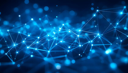 Obraz premium Abstract Network Connections Digital Technology Background Illuminated Nodes and Lines Representing Global Communication and Data Transfer