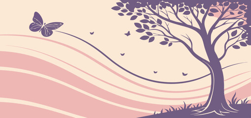 tree with flowers and birds