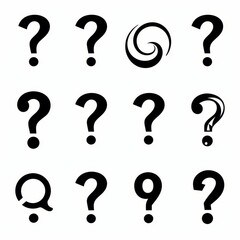 Question mark icon, quiz symbol, interrogation sign, simple rebus silhouette, questions emblem, faq set