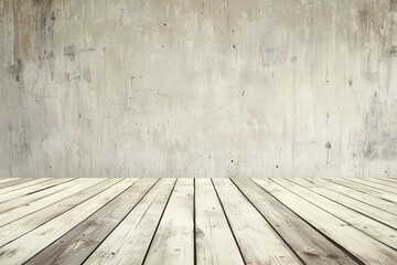 Fototapeta premium simple wooden background with light maple planks and textured concrete wall creates rustic and inviting atmosphere, perfect for various design projects