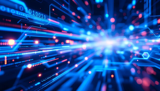 Abstract Digital Data Stream Futuristic Technology Background High Speed Network