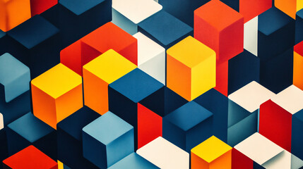 Geometric patterns with contrasting color blocks.