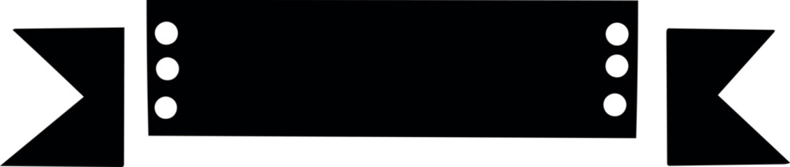 Black vintage ribbon banner in modern simple flat design. Vector illustration